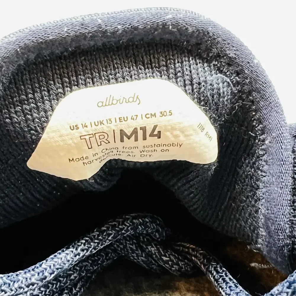 Allbirds Shoes Mens 14 Blue Knit Tree Runner Casual Sneakers Comfort Walking